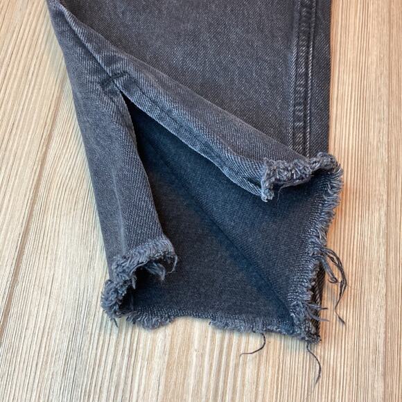 Topshop MOTO Wide Black Faded Cropped Jean - 26 Denim Rigid distressed top shot - Picture 13 of 13